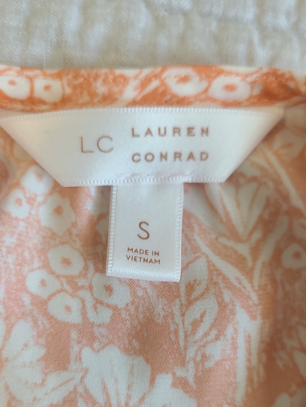 LC Lauren Conrad Women's Orange/White Floral Comfy Soft Business Casual Sz S - Picture 2 of 9